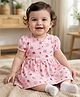 Babyoye Eco Conscious 100% Cotton Knit With Eco Jiva Finish Half Sleeves Floral Printed Frock With Bow Applique & Bloomer - Multicolor