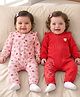 Babyoye 100% Cotton Interlock Knit Full Sleeves Rompers With Floral & Butterfly Print Pack of 2 - Multicolor
