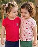 Babyoye Eco Conscious 100% Cotton Interlock Knit with Eco Jiva Finish Half Sleeves Front Open Jhablas with Floral Print Pack of 2 - Red & Light Pink