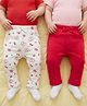 Babyoye Eco Conscious 100% Cotton Knit With Eco Jiva Finish Solid & Butterfly Printed Diaper Leggings Bow Applique Pack of  2 - White & Pink