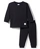 Ollypop Cotton Knit Full Sleeves Solid Colour Thermal Inner Wear Set - Black