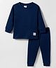 Ollypop Cotton Knit Full Sleeves Solid Colour Thermal Inner Wear Set - Navy Blue