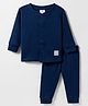 Ollypop Cotton Knit Full Sleeves Solid Colour Thermal Inner Wear Set - Navy Blue