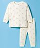 Ollypop Cotton Knit Full Sleeves Thermal Inner Wear With Giraffe Print - Cream