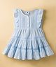 Kookie Kids 100% Cotton Woven Sleeveless Floral Embroidered Frock - Light Blue