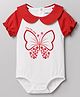 Babyoye Eco Conscious 100% Cotton With Eco Jiva Finish Half Sleeves Floral & Butterfly Printed Onesie - Red