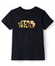 Pine Kids Lucas Single Jersey Knit Drop Shoulder Half Sleeves T-Shirt with Star Wars Gold Foil Detailing - Black