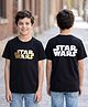Pine Kids Lucas Single Jersey Knit Drop Shoulder Half Sleeves T-Shirt with Star Wars Gold Foil Detailing - Black