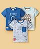 Mini Donuts Sinker Knit Half Sleeves Stripes & Beach Theme Printed T-Shirts Pack Of 3 - Blue White