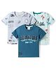 Mini Donuts Sinker Knit Half Sleeves T-Shirts with Text Print Pack of 3 - Blue Aqua Blue & Light Blue