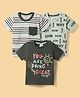 Mini Donuts Sinker Knit Half Sleeves T-Shirts with Striped & Text Print Pack of 3 - Grey Cream & White