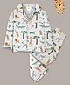 Fancy Fluff Cotton  Woven Full Sleeves Animal Printed Coordinating Night Suit Set  - Cream