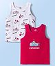 Doodle Poodle 100% Cotton Knit Sleeveless Vests with Submarine Print Pack of 2 - White & Red
