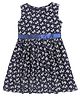 Funshine Cotton Woven Sleeveless Bow Printed Dress - Navy Blue