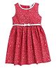 Funshine Cotton Woven Sleeveless Floral Printed Bow Applique Detailed Dress - Red