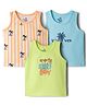Doodle Poodle 100% Cotton Knit Sleeveless Vests with Tree Print Pack of 3 - White Lime Green & Light Blue