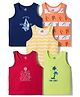 Doodle Poodle 100% Cotton Single Jersey Knit Sleeveless Printed Vests Pack of 5 - Multicolor