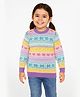 Nautinati Knit Full Sleeves Geometric & Hearts Designed Sweater - Multi Colour