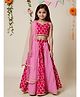 Nautinati Cotton Knit Sleeveless Floral Printed Lehenga Choli Set With Dupatta - Red