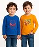 Nauti Nati Cotton Knit Pack Of 2 Marvel Featuring  Full Sleeves Spider Man & Iron Man Printed Tees - Orange & Blue