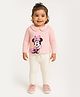 Nautinati Cotton Knit Mickey & Friends Featuring Full Sleeves Minnie Mouse Printed Tee & Pants Set - White & Pink