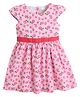 Funshine Cotton Woven Cap Sleeves Floral Printed Dress - Pink