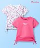 Honeyhap Premium 100% Cotton 2x1 Rib Knit Half Sleeves Tops with Floral Print & Bio Finish Pack of 2 - Bright White & Mars Red
