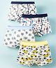 Neska Moda Modal Knit Pack Of 4 Fish Penguin & Cars Printed Trunks - White Blue & Yellow