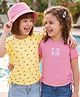 Honeyhap Premium  100% Cotton Knit Half Sleeves Top with Bio Finish Cherry & Text Print Pack of 2 - Yellow & Pink
