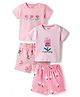 Bonfino 100% Cotton Knit Half Sleeves T-Shirt & Shorts Sets With Floral Print Pack of 2 - Multicolor