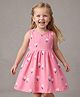 Bonfino 100% Cotton Knit Sleeveless Frock with Bloomer & Floral Print - Pink