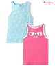 Honeyhap Premium Cotton 2x1 Rib Spandex Knit Sleeveless Tank Tops With Bio Finish & Floral Print Pack of 2 - Clearwater & Pink Lemonade