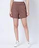 Zelena 95% Viscose 5% Lycra Woven Solid Maternity Extra Stretchable Mid Rise Pregnancy & Postpartum Shorts - Dark Chocolate
