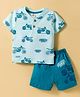 Mini Donuts Sinker Knit Half Sleeves T-Shirt & Shorts Set with Bike Print - Blue