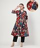 Zelena 100% Rayon Woven Three Fourth Sleeves Floral Printed Concealed Zipper Nursing Access Kurti With Pant Set - Navy Blue