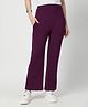 Zelena 95% Viscose 5% Lycra Woven Solid Soft Belly Support & Stretchable Flared Maternity Pants - Plum