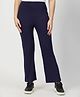 Zelena 95% Viscose 5% Lycra Woven Solid Soft Belly Support & Stretchable Flared Maternity Pants - Navy