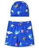 Babyhug Swimming Trunks with Sea Life Theme Print & Cap - Blue