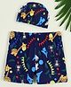 Babyhug Swimming Trunk with Cap & Jungle Theme Print - Navy Blue