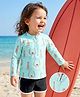 Mark & Mia Full Sleeves Swimmers Printed Two Piece Swimsuit - Sea Green & Black