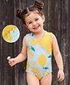 Mark & Mia Sleeveless Tropical Theme Printed V Cut Swimsuit - Yellow & Light Blue
