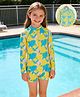 Mark & Mia Raglan Full Sleeves Printed Legged Swimsuit - Multicolour
