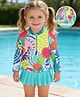 Mark & Mia Raglan Full Sleeves Tropical Theme Printed Two Piece Swimsuit - Multicolour