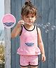 Mark & Mia Sleeveless Two Piece Swimsuit with Text Print - Pink