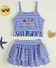 Mark & Mia Sleeveless Tropical Theme Printed Striped Two Piece Swimsuit - Navy Blue