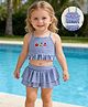 Mark & Mia Sleeveless Tropical Theme Printed Striped Two Piece Swimsuit - Navy Blue