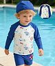 Mark & Mia Raglan Full Sleeves Sea Life Printed Two Piece Swimsuit - Blue