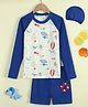 Mark & Mia Raglan Full Sleeves Sea Life Printed Two Piece Swimsuit - Blue