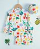 Mark & Mia Full Sleeves Two Piece Swimsuit with Tropical Theme Print & Cap - White Red & Yellow