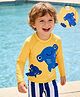 Mark & Mia Raglan Full Sleeves Sea Life Printed & Striped Two Piece Swimsuit - Yellow